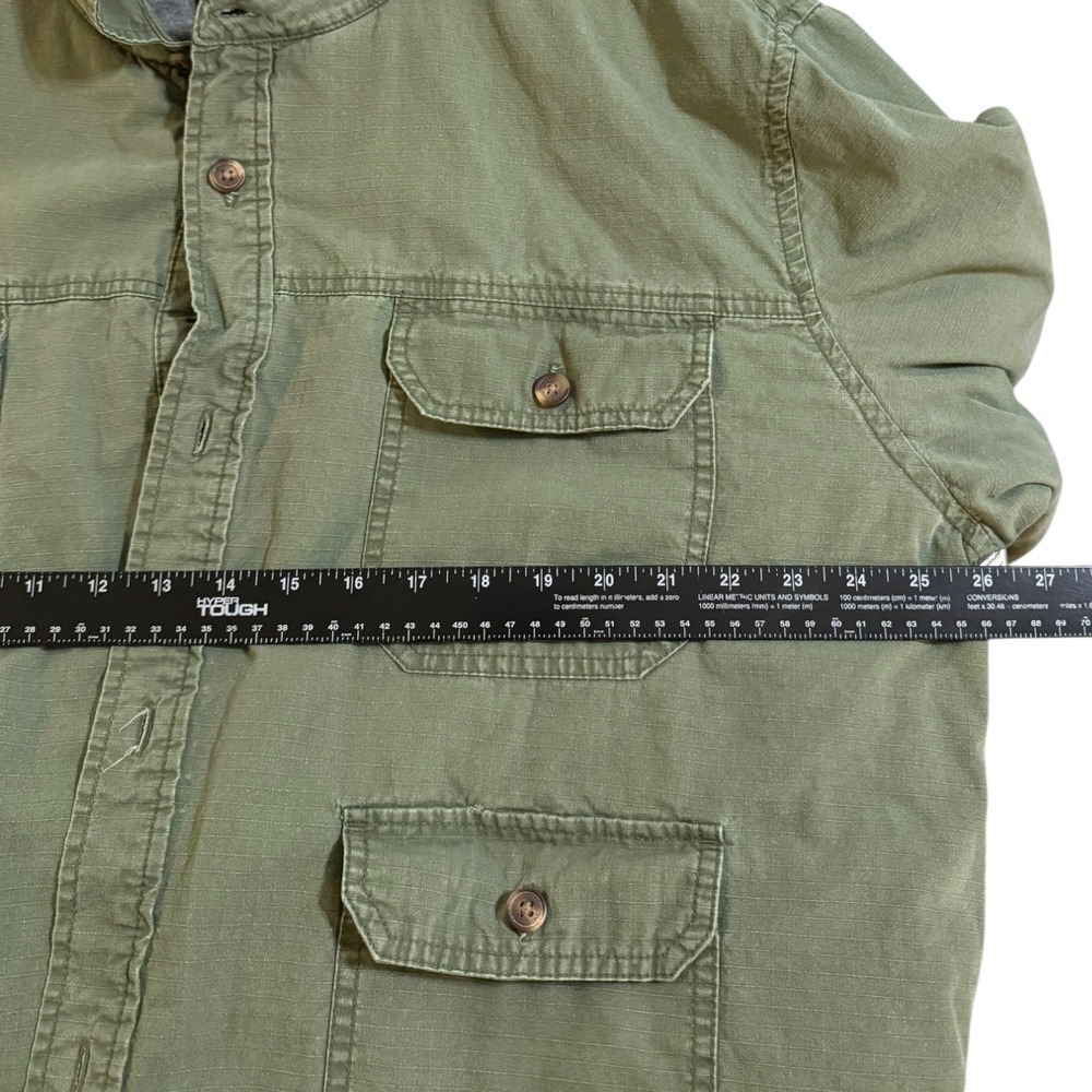 Aeropostale Men's Hooded Shacket Jacket Olive Flannel Lined Quilted Size 2X - Picture 6 of 8